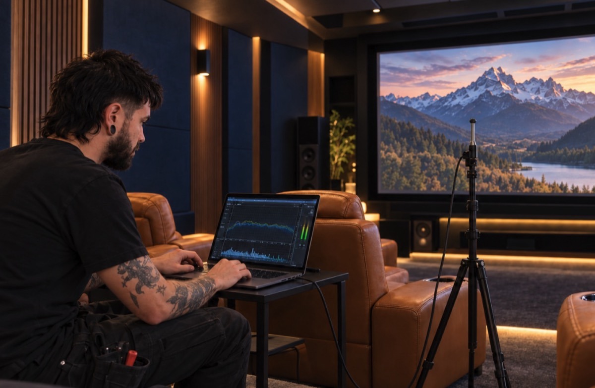 Réglage acoustique d'une salle home cinéma